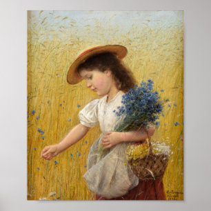 Young Girl in a Wheat Field Poster