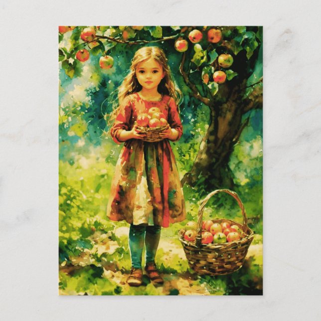 Young Girl in an Apple Orchard  Postcard (Front)
