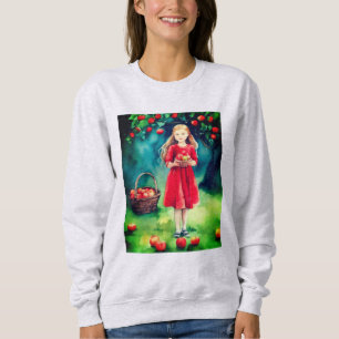 Young Girl in an Apple Orchard Sweatshirt