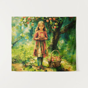Young Girl in an Apple Orchard Tapestry