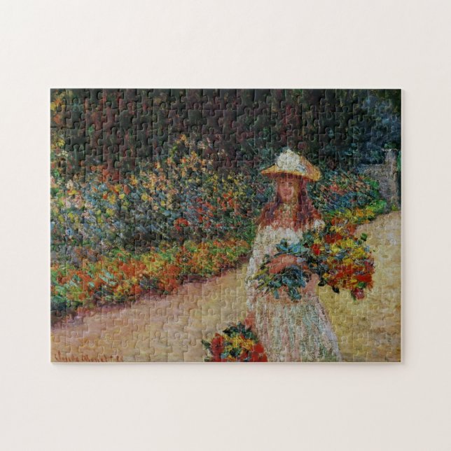 Young Girl in Garden at Giverny Monet Fine Art Jigsaw Puzzle (Horizontal)