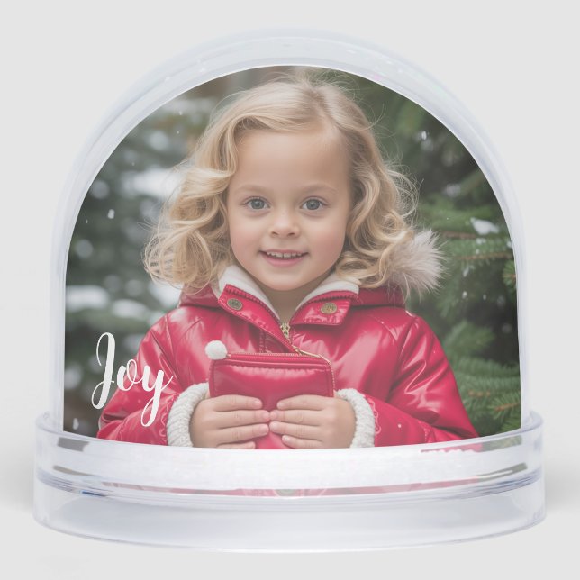 Young Girl in Red Christmas Photo Snowglobe (Front)