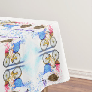 Young Girl On A Bike Tablecloth Romantic Love 