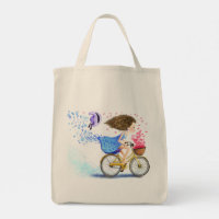 Young Girl On A Bike Tote Bag Love