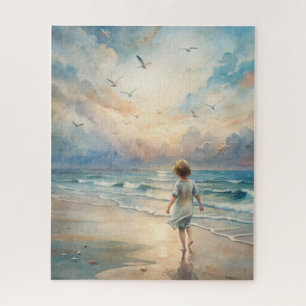 Young Girl on Beach Jigsaw Puzzle