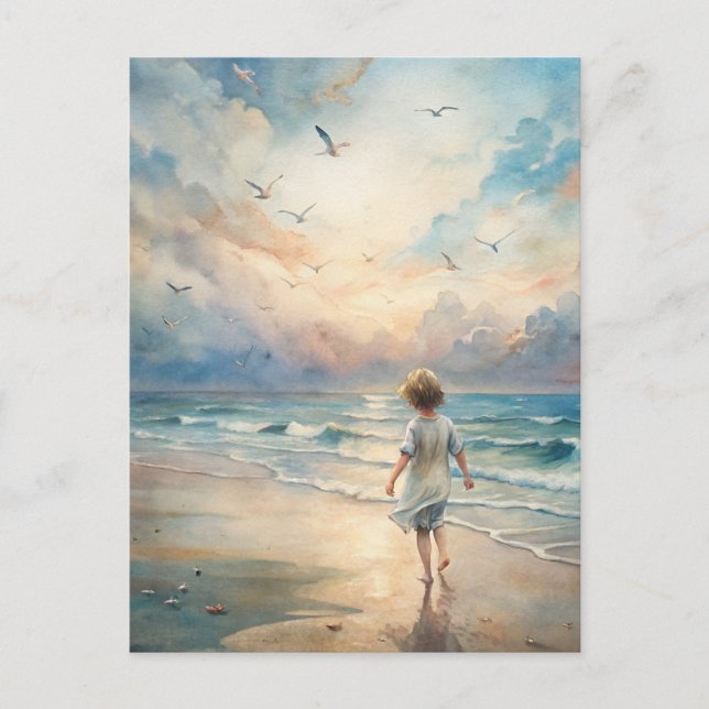 Young Girl on Beach Postcard (Front)