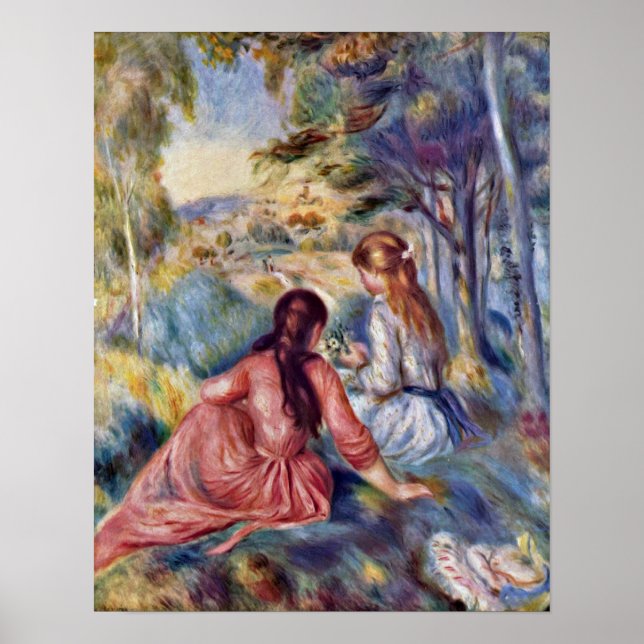 Young Girl On The Meadow By Pierre-Auguste Renoir Poster (Front)