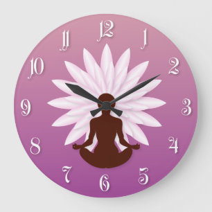 Young girl practicing yoga large clock