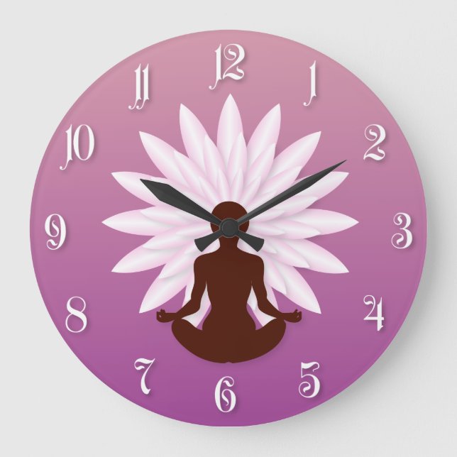 Young girl practicing yoga large clock (Front)