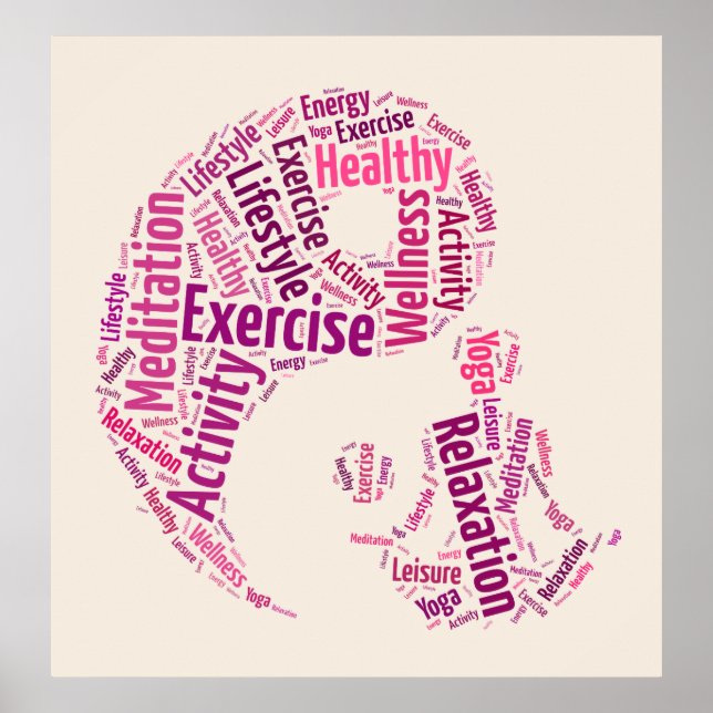 Young girl practicising yoga under Yin Yang symbol Poster (Front)