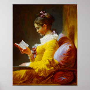 Young Girl Reading - 18th century painting Poster