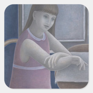 Young Girl Reading 2008 Square Sticker