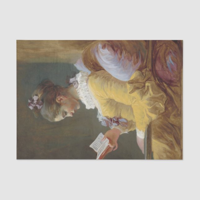 Young Girl Reading by Jean-Honore Fragonard Tissue Paper (Front)
