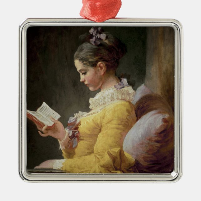 Young Girl Reading, c.1776 Metal Tree Decoration (Front)