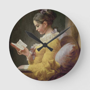 Young Girl Reading, c.1776 Round Clock