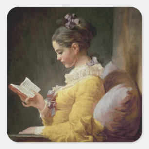 Young Girl Reading, c.1776 Square Sticker