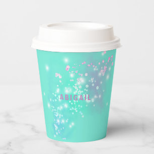 Young Girl Roller Skating Turquoise Birthday Party Paper Cups