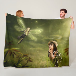 YOUNG GIRL SEES FAIRY FLEECE BLANKET
