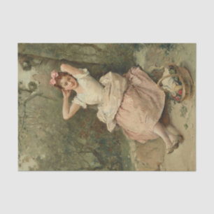 Young Girl Sitting At the Foot of a Tree Tissue Paper