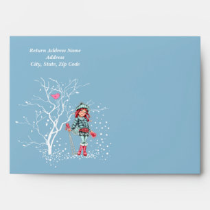 Young Girl Skier Custom Christmas  Envelopes