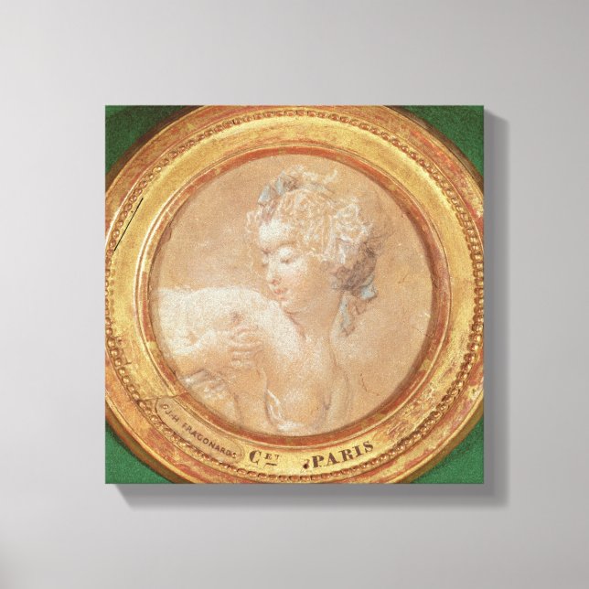 Young Girl Squeezing her Breast Canvas Print (Front)