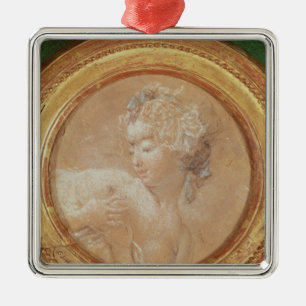 Young Girl Squeezing her Breast Metal Tree Decoration