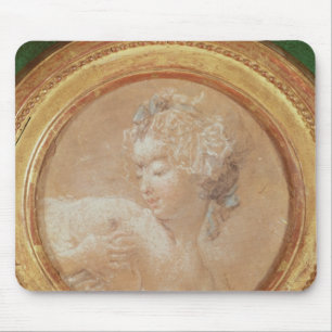 Young Girl Squeezing her Breast Mouse Mat