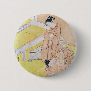 Young Girl Throws Goldfish into Pond buttons