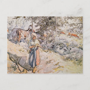 Young Girl Weaving, 1905 Postcard