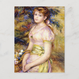Young Girl with a Basket of Flowers by Renoir Postcard