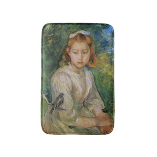 Young Girl With a Bird (by Berthe Morisot) Bath Mat