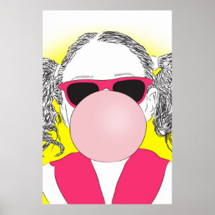young girl with a bubble poster