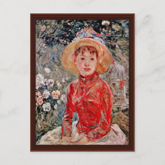 Young Girl With A Cage By Morisot Berthe Postcard