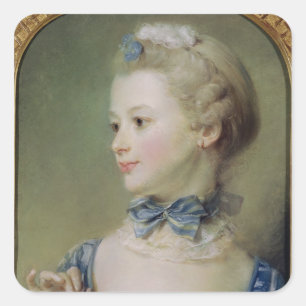 Young Girl with a Cat Square Sticker