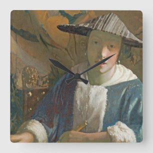 Young Girl with a Flute, c.1665-70 Square Wall Clock