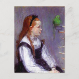 Young Girl with a Parrot, Berthe Morisot, Postcard