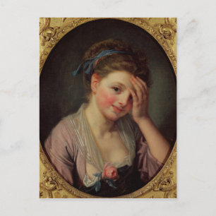 Young Girl with a Rose Postcard