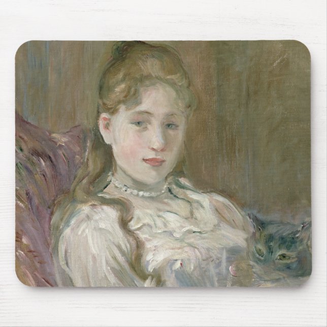 Young Girl with Cat, 1892 Mouse Mat (Front)
