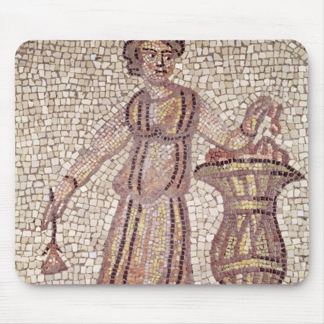 Young girl with flowers mouse mat (Front)