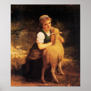 Young Girl With Lamb Poster