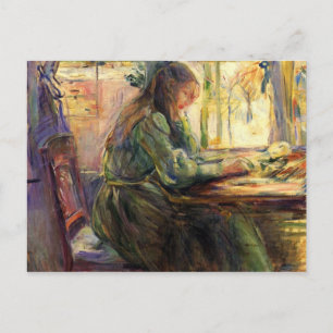 Young girl writing by Berthe Morisot Postcard
