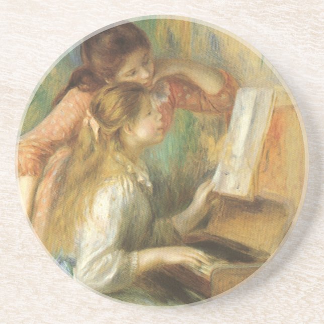 Young Girls at Piano by Pierre Renoir Coaster (Front)