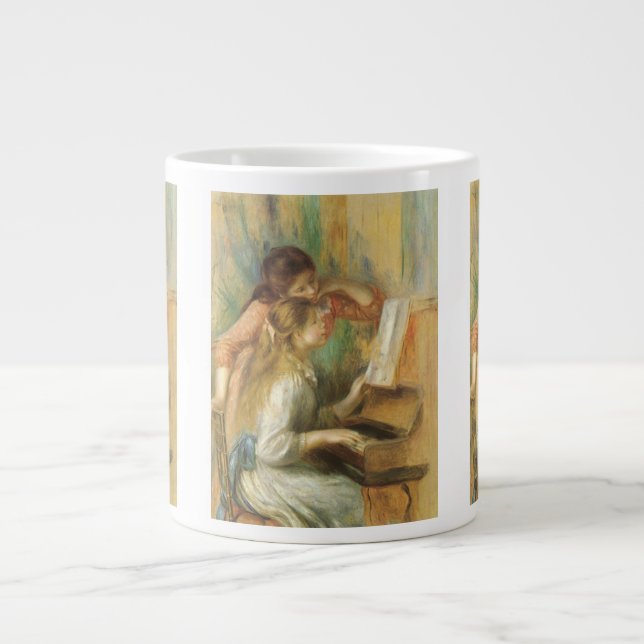 Young Girls at Piano by Pierre Renoir Large Coffee Mug (Front)