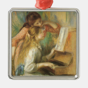 Young Girls at Piano by Pierre Renoir Metal Tree Decoration