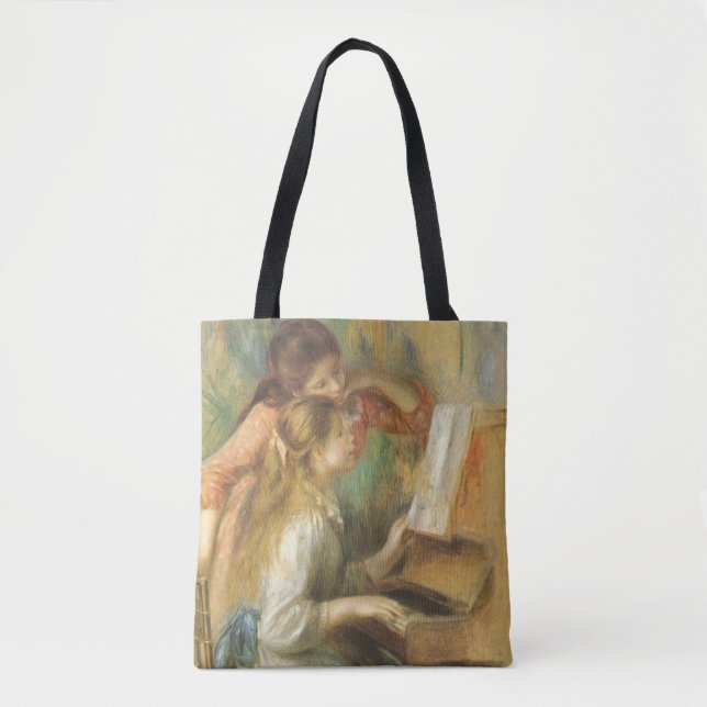 Young Girls at Piano by Pierre Renoir Tote Bag (Front)