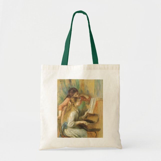 Young Girls at Piano by Pierre Renoir Tote Bag (Front)