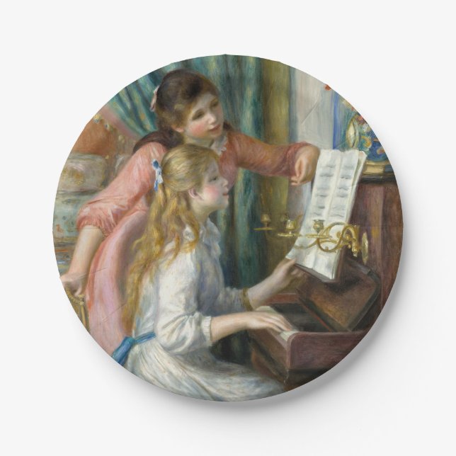 Young Girls at Piano - Pierre Renoir Paper Plate (Front)