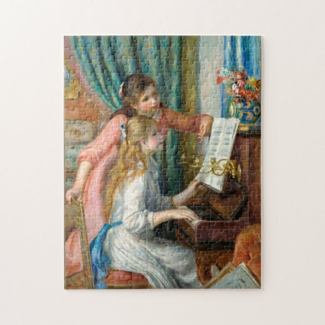 Young girls at the piano by Pierre-Auguste Renoir Jigsaw Puzzle (Vertical)