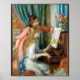 Young girls at the piano by Pierre-Auguste Renoir Poster
