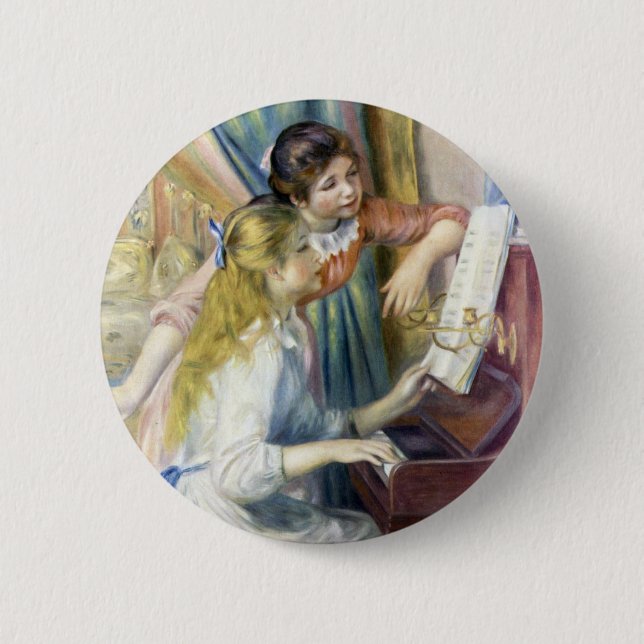 Young Girls at the Piano by Pierre Renoir 6 Cm Round Badge (Front)